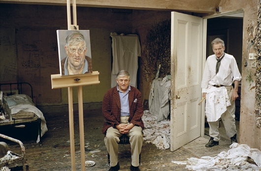 Lucian Freud and David Hockney, 2002, © David Dawson courtesy Hazlitt Holland-Hibbert. Note: This image is in the exhibition but is not for sale.